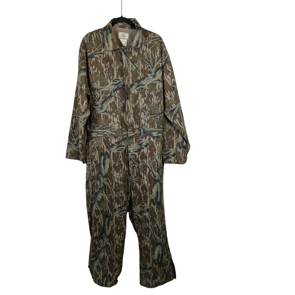 Vintage Mossy Oak Treestand Camo Hunting Coveralls Jumpsuit Mens XL Made in USA